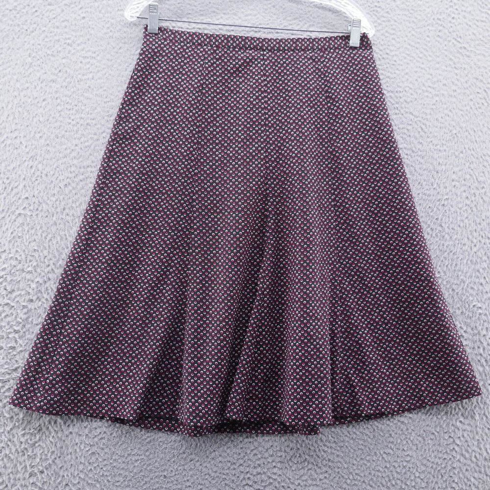 Talbots Womens Chiffon A-Line Skirt 8 Black Pink Circles Preppy Lined NEW